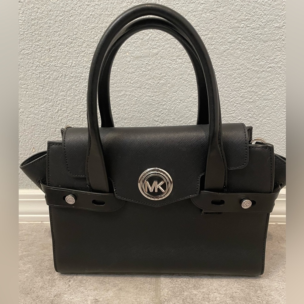 Michael Kors Carmen Medium Belted Satchel Black